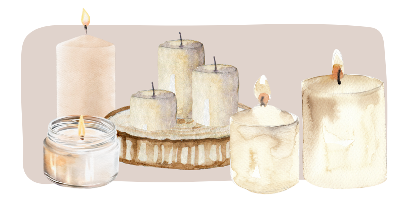 A collection of white pillar candles.